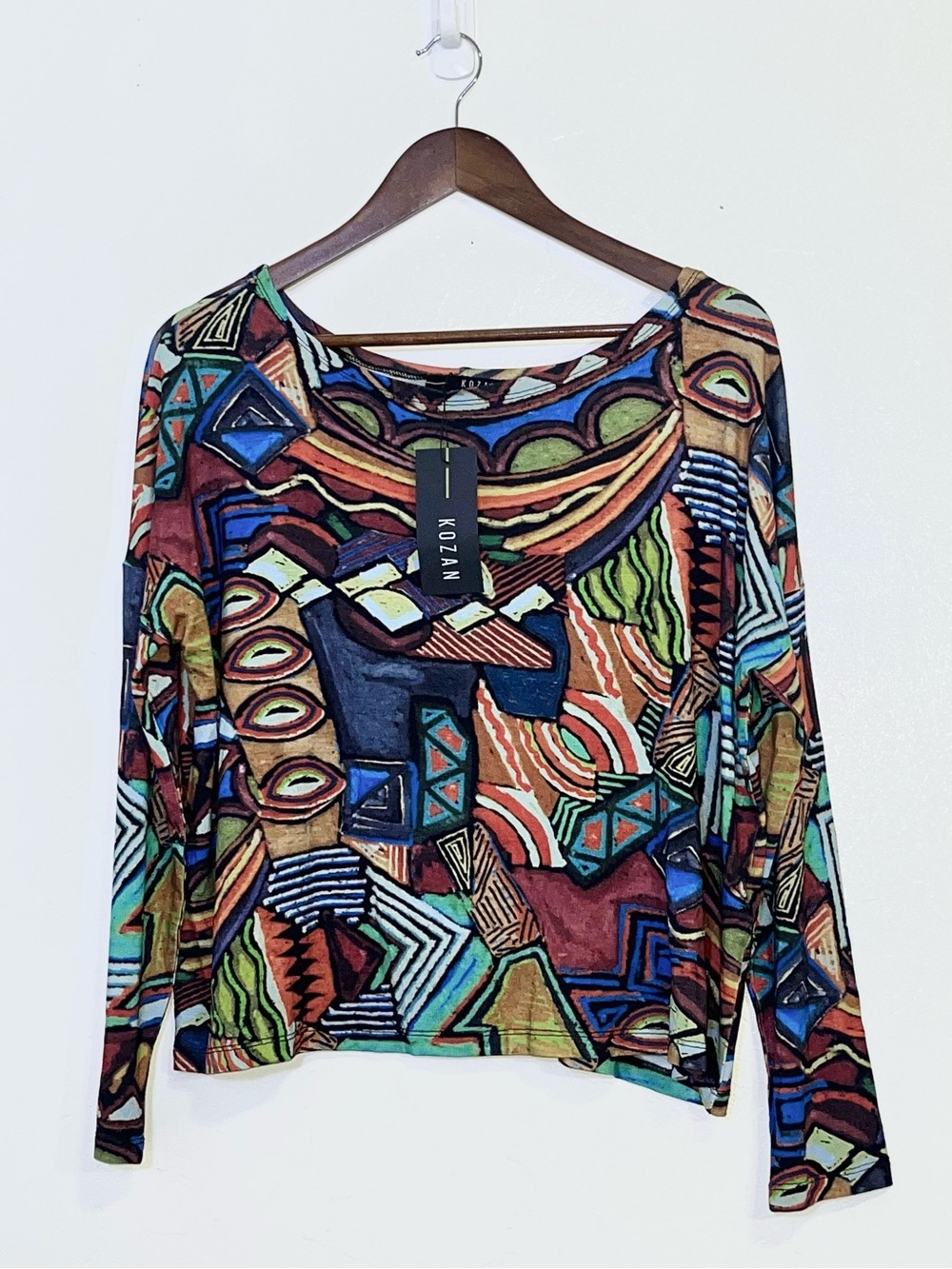 Kozan Mila Jersey Knit Abstract Top Long Sleeve Small